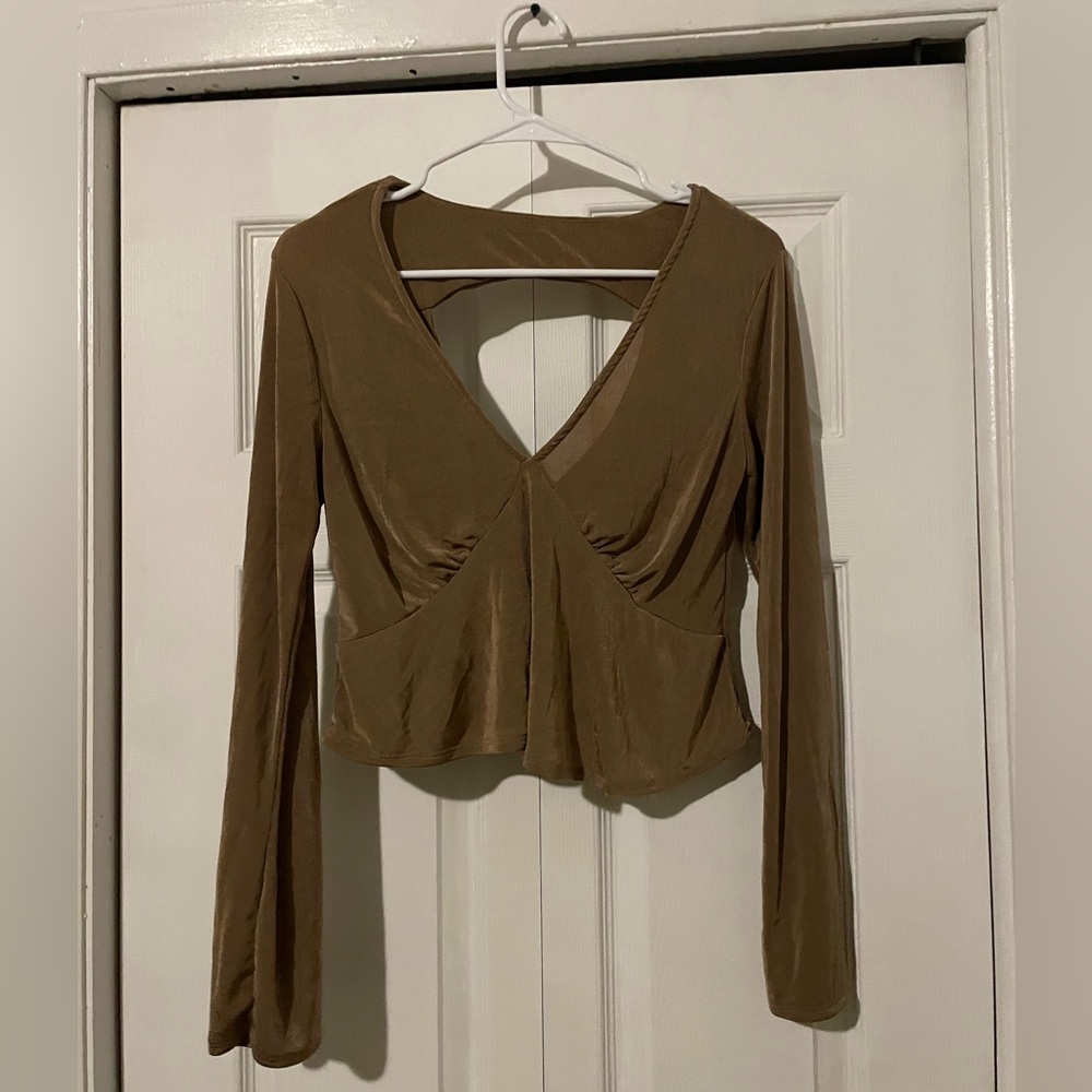 URBAN Romantics Brown Long Sleeve Crop Top